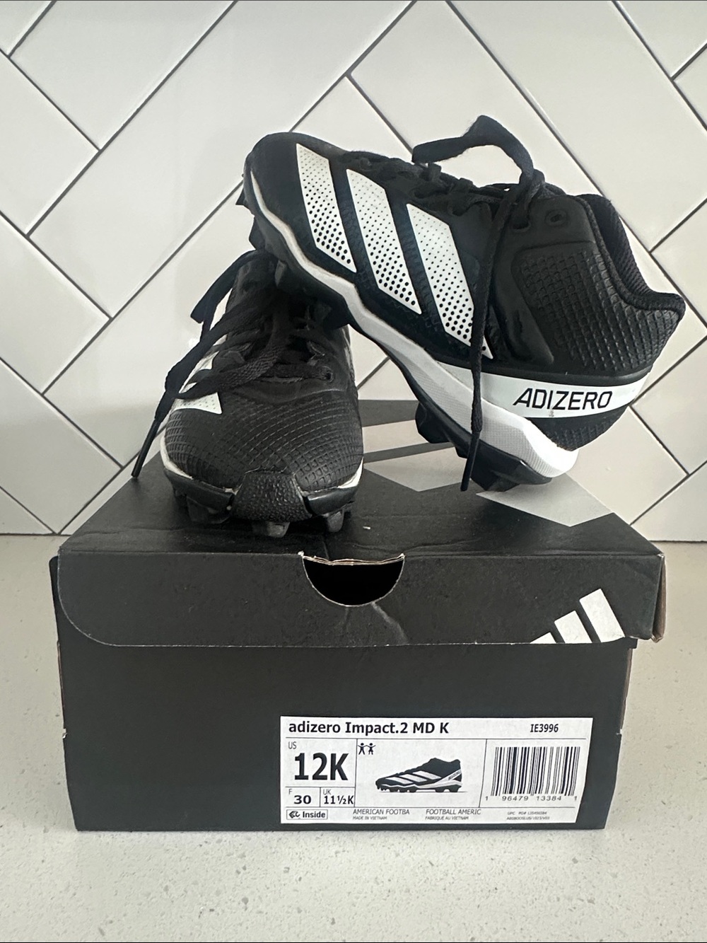 adidas Black White Adizero Youth Football Cleats